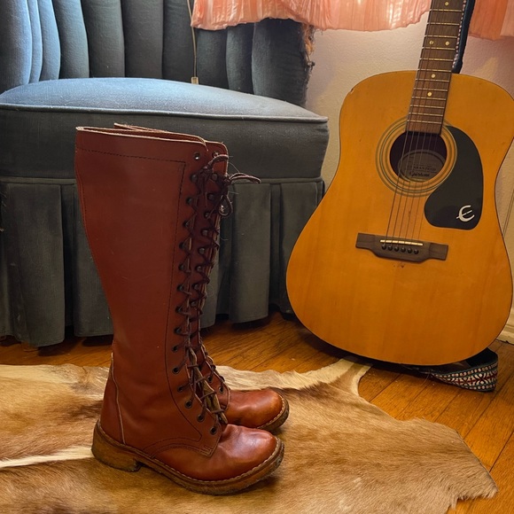 70s Vintage Thom Mcan Lace Up GoGo Boots w Gummy Sole - Picture 3 of 13